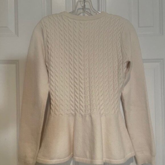 Ted Baker Cream Peplum Cable Knit Sweater – SZ 4 - Picture 12 of 15